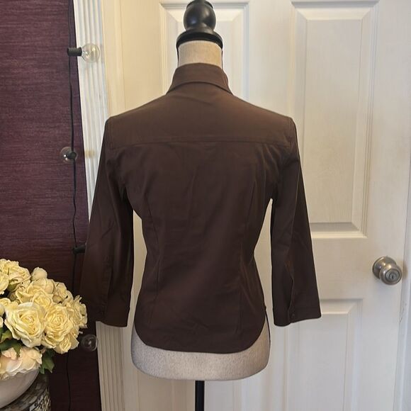 Prada brown Fitted Button Down Shirt with Notched Collar and 3/4 Sleeves - Picture 5 of 6